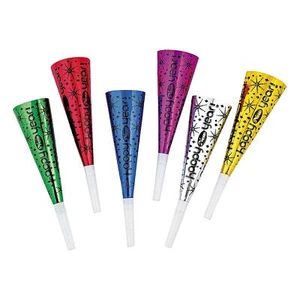 BRIGHT NEW YEARS HORNS (DZ) - Party Supplies - 12 Pieces - Picture 1 of 1