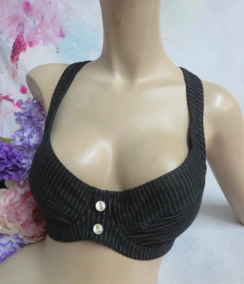 Mossimo sports Bra top Underwire push up Black pin stripe Racer Back S-M  34-36 - Image 1 of 4