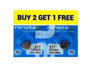 2X Renata 377 1.55v Watch Coin Cell Batteries SR626SW SR66 AG4 LR626 Battery - Picture 1 of 3