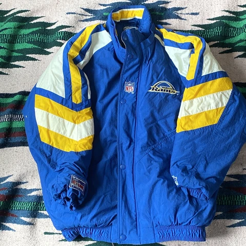 VTG St Louis Rams Coat XL Men Blue Yellow Full Zip Starter Pro Line Los Angeles Cover