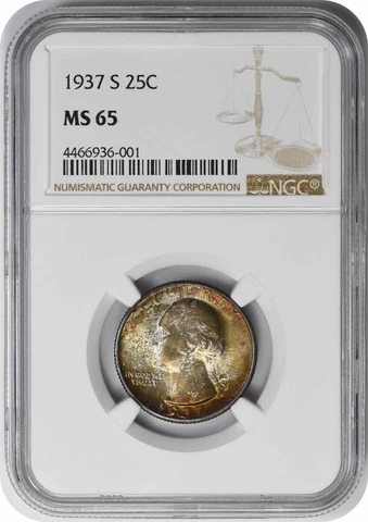 1937-S Washington Silver Quarter MS65 NGC Cover