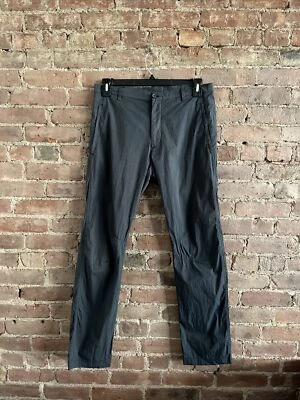 Vintage Lanvin Men’s Poplin Pants, Sz 46 IT, US 32 Charcoal Cotton/Polyamide - Image 1 of 4