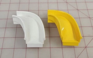 2 Lego Duplo Item Slide short curved White & Yellow - Picture 1 of 2