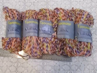 LOT 5 VINT. CASCADE YARNS "TAORMINA" 1/4" VARIEGATED RIBBON YARN 1 3/4 OZ ITALY - Image 1 of 2