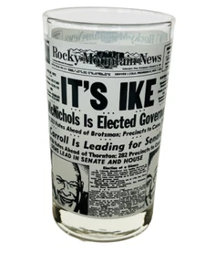 Rocky Mountain News Drinking Glass Cup Mug Newspaper Ike Dwight Eisenhower 100th - Picture 1 of 4