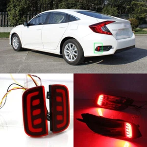 Luces indicadoras de giro de freno antiniebla reflector parachoques trasero LED para Honda Civic 16-18 - Imagen 1 de 9