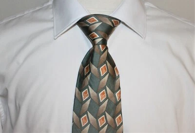 J. T. Beckett 男式 100% 真丝绿色/薄色几何领带 — 第 1/4 张图片