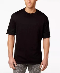 Guess Oversized Tribal Beaded Sleeves Black T Shirt Size S - Picture 1 of 9