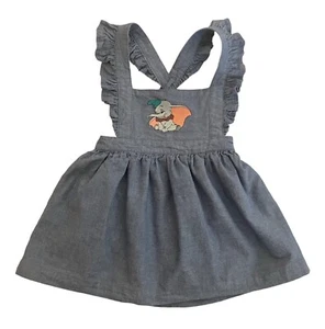 Disney Baby Dumbo Rüschen Trägerkleid Chambray Größe 12 - 18 Monate bestickt - Bild 1 von 13