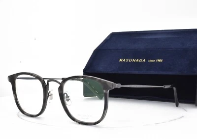 MASUNAGA Eyeglasses Shiny Black Grey Titanium PANTO GMS 828 #49 46-22-145 - Image 1 of 4