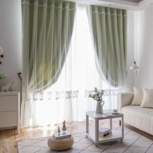 Lace Blackout Window Curtain Romantic Window Drape Single Panel Grommet Top Home - Picture 1 of 17