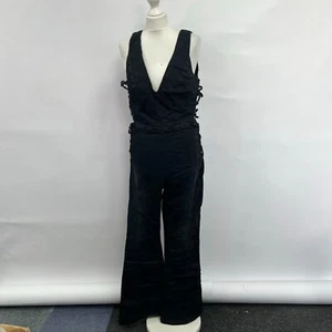 Free People Geanie Lace Up Stretch Denim Jumpsuit. Black. XL. Brand new. - Picture 1 of 6