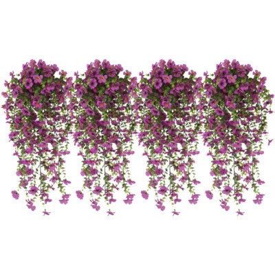 4Pcs Artificial Realistic Flowers Plastic Violet Vines Indoor Wall Decoration - Image 1 of 4