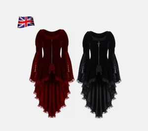 Plus Size Ladies Halloween Tailcoat Jacket Gothic Steampunk Victorian Costume UK - Picture 1 of 9