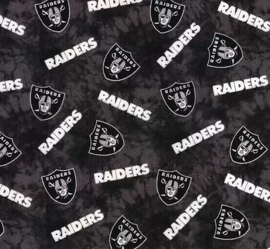 NFL Las Vegas Oakland Raiders Tie Dye FLANNEL Fabric by the 1/4,1/2,Yard 42"W - Image 1 of 1