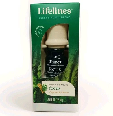 Mezcla de aceites esenciales Lifelines Walk In The Woods FOCUS ciprés y vetiver .25 oz Foto 1 de 4