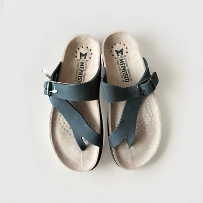 Mephisto Women's Helen Slide Leather Sandals Navy blue  Size EU 37 US 7 NWB - Image 1 of 4