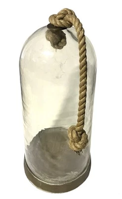 Capucha de vidrio soplado a mano XL cautiva sobre base metálica. 21” H x 30,5” ¡Alrededor! Foto 1 de 4