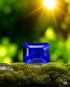 Blue Sapphire Emerald Cut Certified 8.94 Ct Natural Ceylon loose Gemstone - Picture 1 of 7