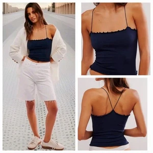 Free People Tank XS/Small Better This Way Cami Skinny Strap Blue Top New  - Picture 1 of 5