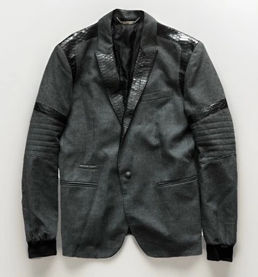 PHILIPP PLEIN⚡️Мужской размер 58 Python змеиной кожи отделки шерсти blazer спортивный костюм куртка - Изображение 1 из 4