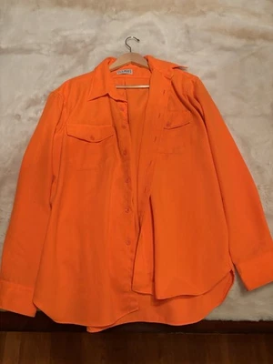 Vintage LL Bean Shirt Mens XL Blaze Orange Button Up Long Sleeve Made In USA 80s - Image 1 of 2