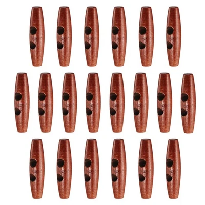 20 botones de palanca de madera 50 mm 2 agujeros madera oliva botón de costura, granate Foto 1 de 4