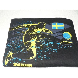 Gen2 Kids National Soccer Apparel Sweden T-Shirt Black/Blue/Yellow Large 14/16 - Picture 1 of 2