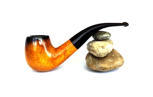 SUPERB VINTAGE JAMBO GENUINE AFRICAN BLOCK MEERSCHAUM BENT BILLIARD ESTATE PIPE - Picture 1 of 12