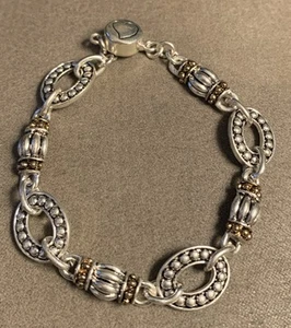 Women's Bracelet Silver &Gold Toned Magnetic Closure 7" - Picture 1 of 2