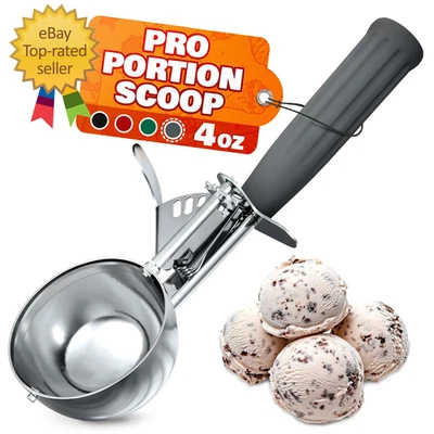 Cuchara de helado de 4 oz con liberación de gatillo #8 - Herramienta versátil de acero inoxidable Foto 1 de 4