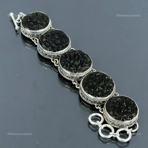Mothers day Deal 925 Silver Moldavite Stone Daughter Vintage Chain New Bracelet - Picture 1 of 11