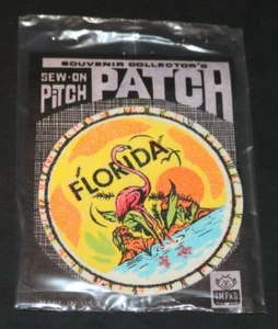 Vintage Impko Souvenir sew-on Felt Patch - FLORIDA flamingo in sun - Picture 1 of 4