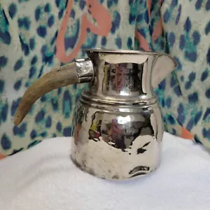 Vintage gehämmerter Silberkrug mit Horngriff Made in Mexico sehr seltenes Stück - Bild 1 von 24