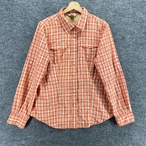 Duluth Shirt Men M Medium Red Plaid Button Up Collared Long Sleeve Pockets Nylon - Picture 1 of 8