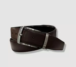 Perry Ellis Men's Brown Black Burnished Reversible Dress Belt Size 46 - Picture 1 of 2