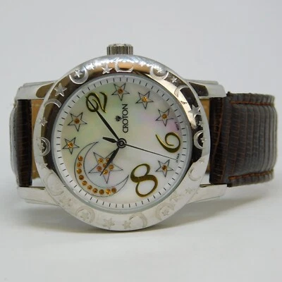 Reloj Mujer CROTON CN207072 Cuero Genuino Cuarzo Analógico Batería Nueva Foto 1 de 4