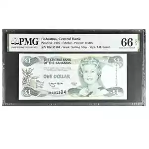 Bahamas 1 Dollar 1996 Pick 57 Gem UNC 66 EPQ - Picture 1 of 2