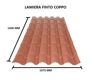 LAMIERA ONDULATA FINTO COPPO COPERTURA TETTO LUNGA 1,4 Mt Sp 0,5