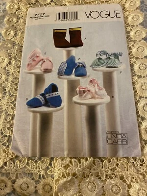 Vogue 7707 Linda Carr Baby Booties Pattern Girl Boy Infant Shower Gift Uncut  - Image 1 of 2