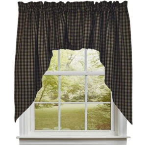 Sturbridge Swags Elige entre Vino Negro o Azul Marino Country Plaid 36x72 Diseños de Parque - Imagen 1 de 8