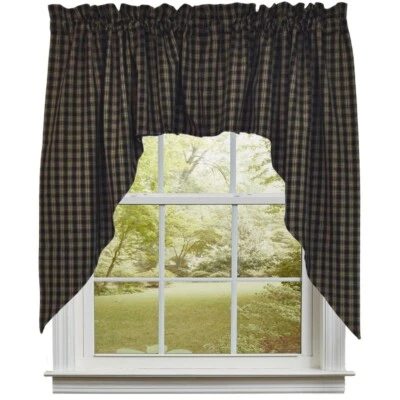 Sturbridge Swags Elige entre Vino Negro o Azul Marino Country Plaid 36x72 Diseños de Parque Foto 1 de 2