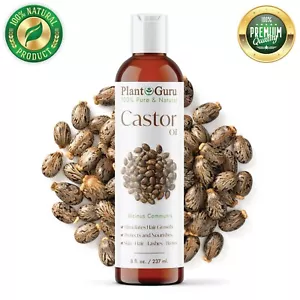 Castor Oil 8 oz. Expeller Pressed 100% Pure For Eyelashes, Eyebrows, Hair Growth - Picture 1 of 9