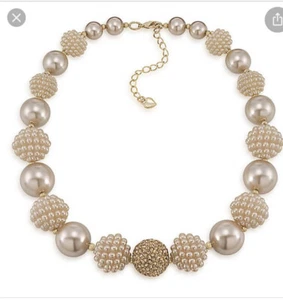 $55 Carolee Isabelle Suede Pearl Bold Beaded 18.5”Necklace V140 - Picture 1 of 4