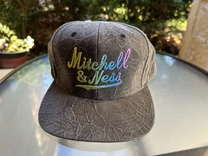 Mitchell & Ness Gray Script Logo Snapback Hat Cap New - Picture 1 of 6
