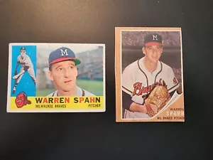 Lote Warren Spahn 1960 y 1962 Topps Grado Inferior - Imagen 1 de 2