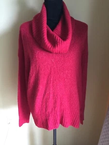 Ladies Michael Kors red wool blend cowled neck turtleneck S with Logo  - Picture 1 of 9
