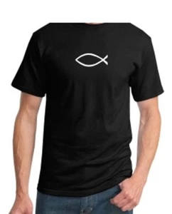 Camiseta Pez Negro Jesús Dios Biblia Cristiana 6 Colores a Elegir - Imagen 1 de 2