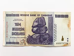 Billete de 10 mil millones de dólares de Zimbabwe One moneda de dinero *Muy circulado* - Imagen 1 de 6
