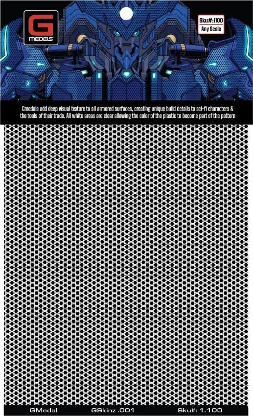 All Scales: GMedels GSkinz Woven Textured Armor Black/Clear Decal Gundam 1100 - Image 1 of 1